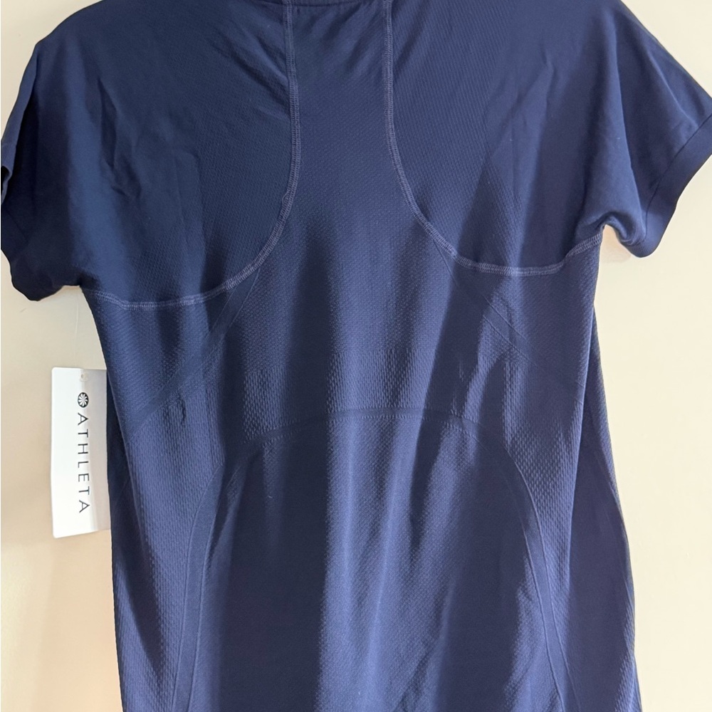 NWT Athleta Momentum 1/4 Zip Golf Polo Short Sleeve Shirt | Navy Large - Picture 7 of 7